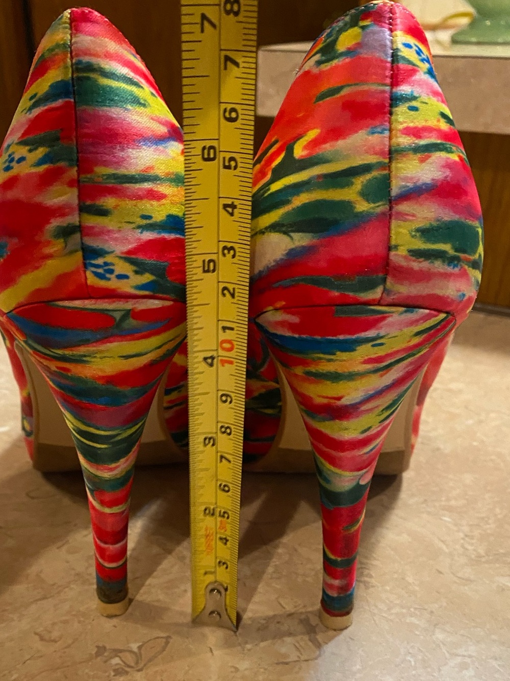 Call It Spring Red Multicolor Open-Toe Pumps - Picture 4 of 7